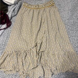 Women’s Yellow Floral Ruffle Midi Skirt